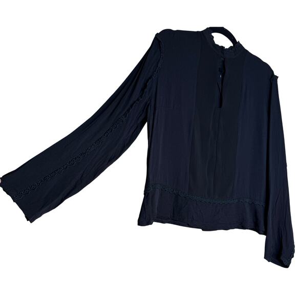 Three of Something Blouse Womens XL Black Lace Long Sleeve Business Casual - Picture 13 of 13